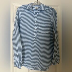 J. Crew Light Blue and White Striped Shirt Size 4